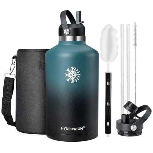 Cobalt 128 oz Insulated Stainless Steel Water Bottle with Carrying Pouch — Blue - Black