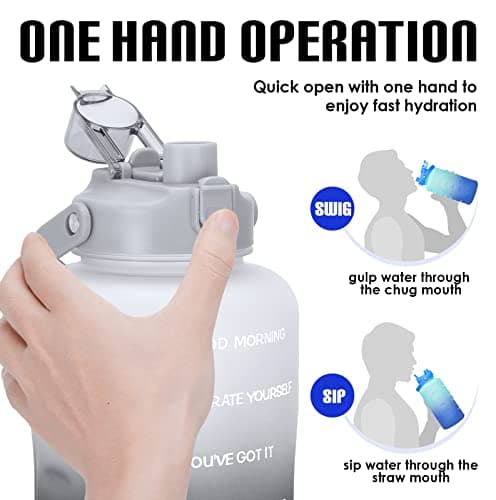 1 Gallon Water Bottle with Straw and Times to Drink Motivational, BPA Free Gym Bottle