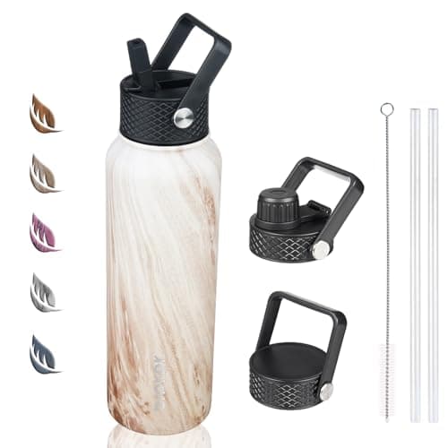 BJPKPK Insulated 64oz Water Bottles with Straw Lid & Paracord Handle, Thermos for Hot & Cold Liquid, Navy Blue — Yellow Gray