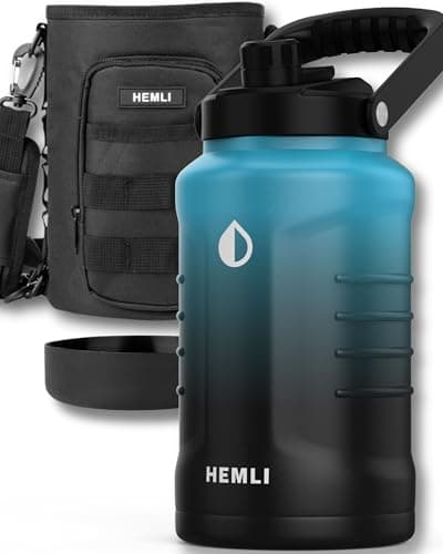 Red Black Insulated Stainless Steel 128 oz Water Bottle & Growler with Case — New Blue Black