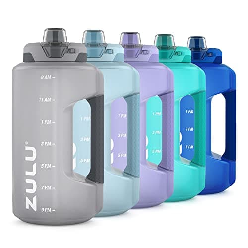 Large ZULU Water Bottle with Time Marker & Handle for All Day Hydration | Locking Leak-Proof Lid | BPA-Free | 64oz, 128oz | Gym, Camping, Workout, Outdoors