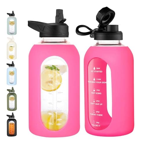 CIVAGO 64 oz Motivational Water Bottle with Straw, Black — Camelia
