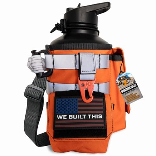 Iron Infidel 64 oz Insulated Stainless Steel Water Bottle | Hiking, Camping, Workouts (Black) — Orange