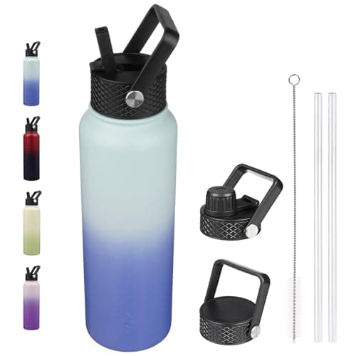 BJPKPK Insulated 64oz Water Bottles with Straw Lid & Paracord Handle, Thermos for Hot & Cold Liquid, Navy Blue — Sky