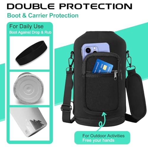 1 Gallon Stainless Steel Insulated Water Bottle with Strap & Sleeve, Straw Lid & Boot Protection