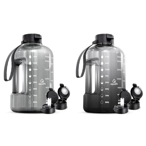 AQUAFIT 2 Pack - 2 x 1 Gallon BPA Free Water Bottle With Straw & Handle