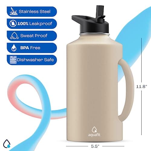 AQUAFIT 64 Ounce Insulated Stainless Steel Water Bottle (Coastal Sand)