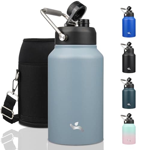 64 oz Insulated Double Wall Stainless Steel Water Bottle with Handle, Purple — Storm Blue