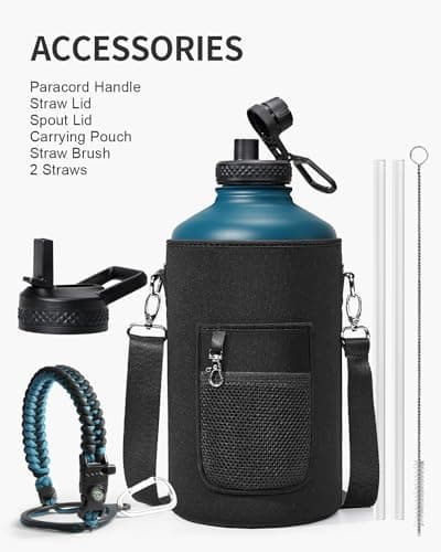 Indigo Black Insulated 1 Gallon Water Bottle, BPA-Free & Leakproof