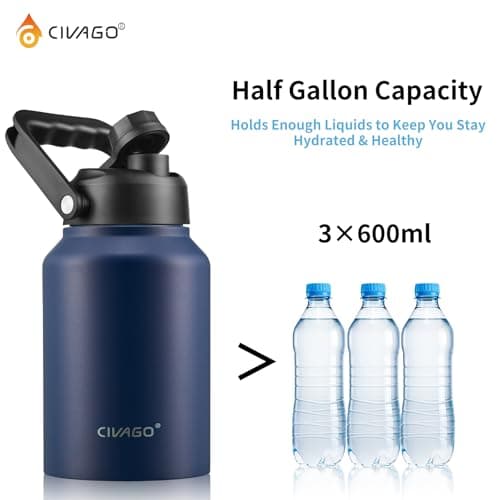 CIVAGO 64 oz Insulated Water Bottle, Navy Blue