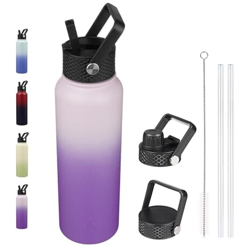 BJPKPK Insulated 64oz Water Bottles with Straw Lid & Paracord Handle, Thermos for Hot & Cold Liquid, Navy Blue — Violet