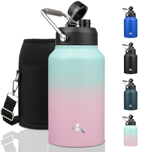 64 oz Insulated Double Wall Stainless Steel Water Bottle with Handle, Purple — Gum