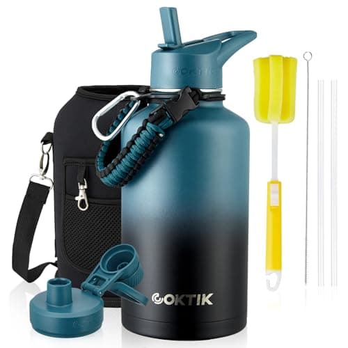 Indigo Black Insulated 64 oz Water Bottle, Triple Wall Stainless Steel, Cold for 48 Hrs, Leak-Proof, BPA-Free