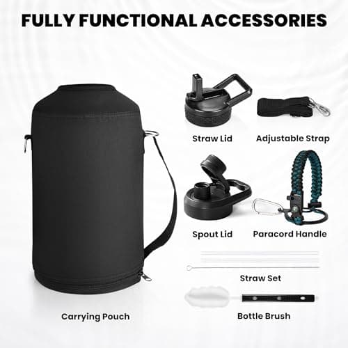 Insulated 1 Gallon Stainless Steel Water Bottle - Cold for 48 Hrs & Leak Proof