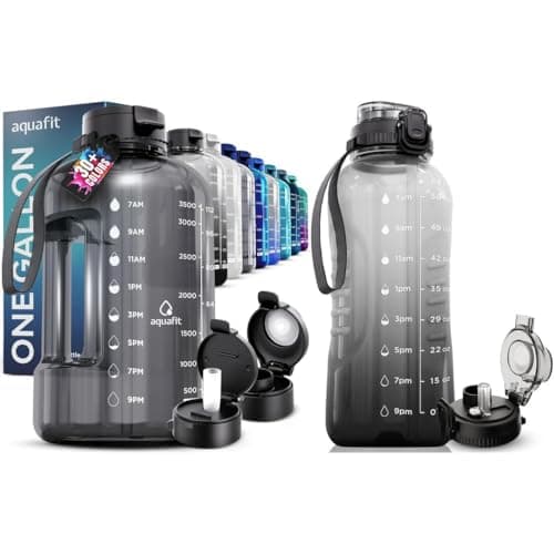 AQUAFIT 64 oz Water Bottle With Time Marker - Straw & Chug Lid