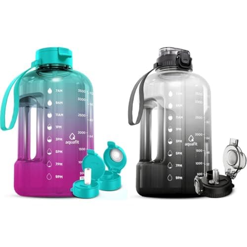 AQUAFIT 2 Pack - 2 x 1 Gallon BPA Free Water Bottle With Straw & Handle