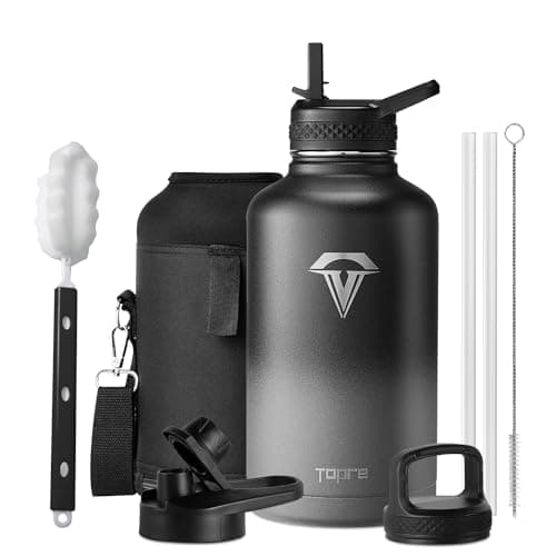 64 oz Insulated Stainless Steel Water Bottle, Black — Black/Gray