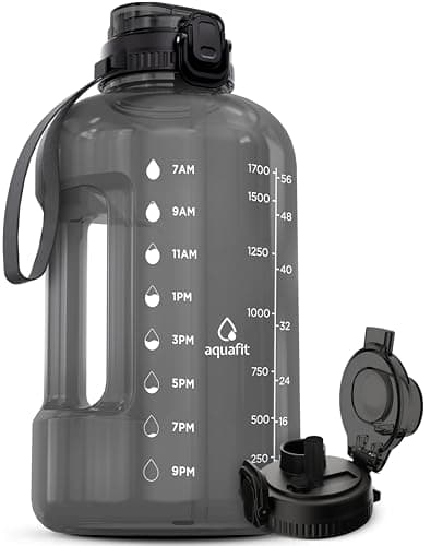 64 oz AQUAFIT Water Bottle with Time Marker and Straw for Gym (Aqua) — Gray