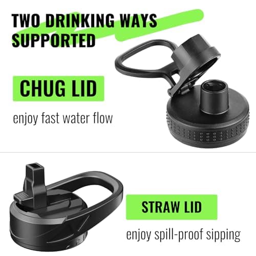Half Gallon Glass Water Bottle with Straw and Handle, Black