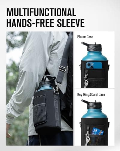 Coolplus Insulated 64 oz Stainless Steel Water Bottle, Keep Cold 48 Hrs, Blue Black