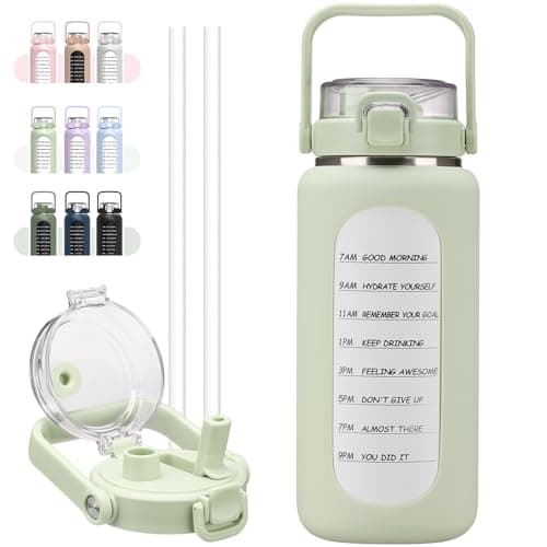 BLUEGO 64oz Insulated Straw Water Bottle, Leakproof Gym Bottle-Amber — Light Green