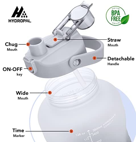 1 Gallon Water Bottle with Straw and Times to Drink Motivational, BPA Free Gym Bottle