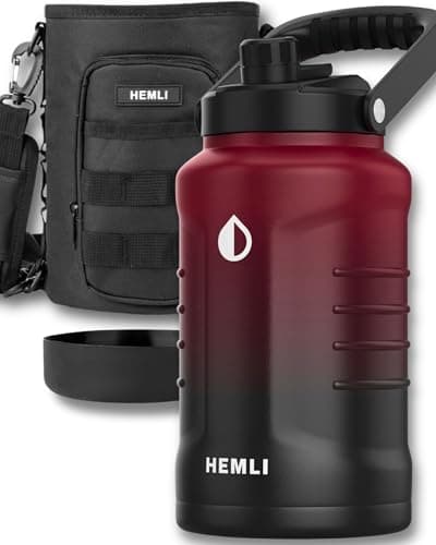Red Black Insulated Stainless Steel 128 oz Water Bottle & Growler with Case