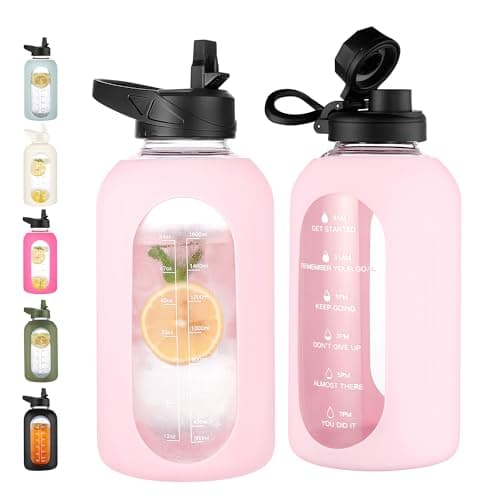 CIVAGO 64 oz Motivational Water Bottle with Straw, Black — Blush
