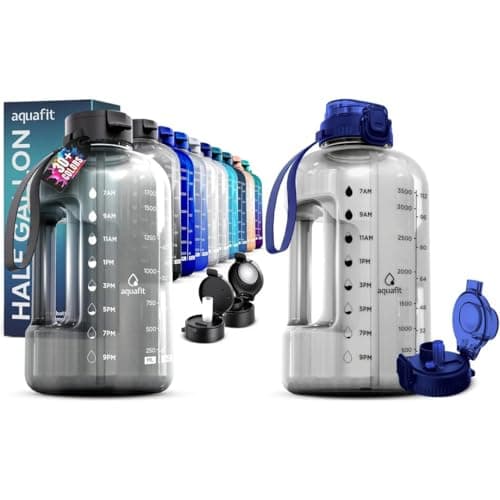 AQUAFIT 2 Pack - 1 Gallon & 64 oz Half Gallon BPA Free Water Bottles