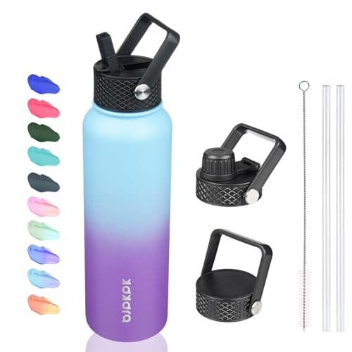 BJPKPK Insulated 64oz Water Bottles with Straw Lid & Paracord Handle, Thermos for Hot & Cold Liquid, Navy Blue — Ocean Dream