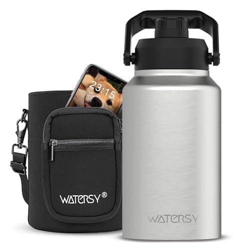 1 Gallon Insulated Water Bottle for Gym and Hiking, BPA Free & Leak Proof, 128oz Stainless Steel Jug — Stainless