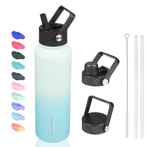 BJPKPK Insulated 64oz Water Bottles with Straw Lid & Paracord Handle, Thermos for Hot & Cold Liquid, Navy Blue — Mint