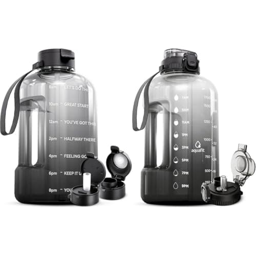 AQUAFIT 2 Pack - Half & 1 Gallon Water Bottles with Time Markers