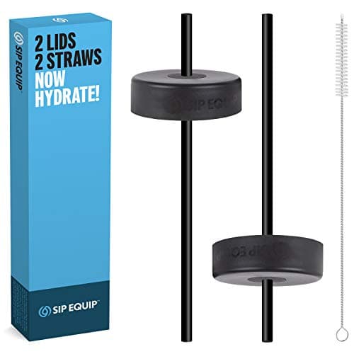 Wide Mouth Straw Lids (2 Pack) for Hydro Flask & More, 2 Lids + 2 Straws + Brush