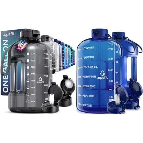 AQUAFIT 2-Pack 1 Gallon Water Bottles with Straw - BPA Free Gym Jug