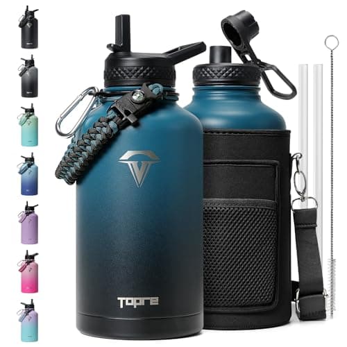 Indigo Black 64 oz Insulated Water Bottle - Cold for 48 Hrs, BPA-Free