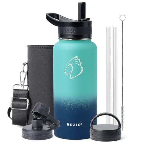 Buzio 64 oz Insulated Water Bottle, Cold Proof 48 Hrs, Stainless Steel, Indigo Crush — Caribbean Blue