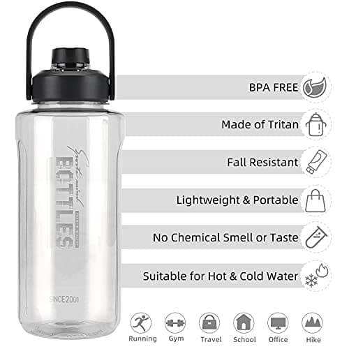 Grey BPA Free 64oz Leak Proof Water Bottle with Strainer for Gym and Outdoor Sports