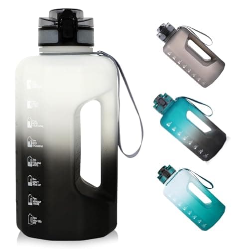 GEMFUL 74oz BPA-Free Water Bottle with Handle for Gym Hiking (Grey) — Black/white