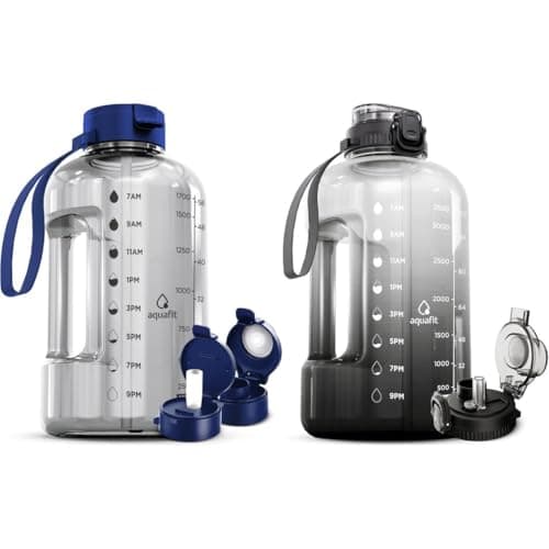 AQUAFIT 2-Pack 1 Gallon & 64oz Half Gallon Water Bottles with Straws - BPA Free