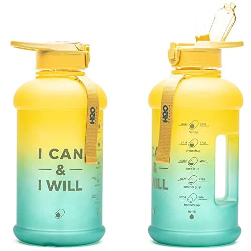 INSPO Gallon Water Bottle with Time Marker & Straw, Lotus Blossom — Fresh Avocado