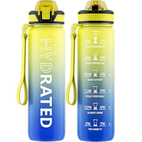 32oz Tritan BPA Free Water Bottle with Straw and Time Marker for Fitness — Star Sky