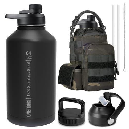 OneTigris 64 oz Insulated Stainless Steel Water Bottle with Straw & Paracord Handle