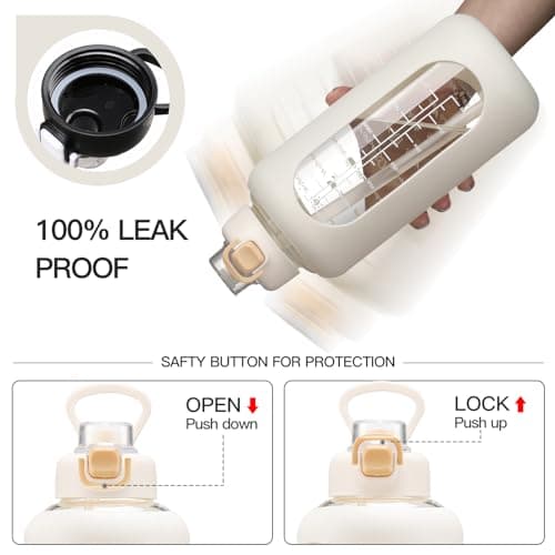 Large 64 oz Motivational Water Bottle with Straw & Time Marker