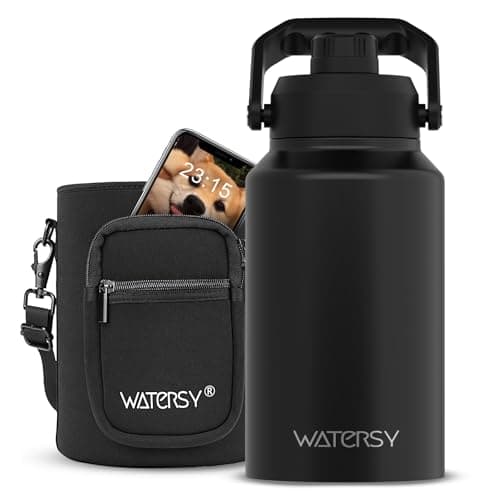 1 Gallon Insulated Water Bottle for Gym and Hiking, BPA Free & Leak Proof, 128oz Stainless Steel Jug — Black