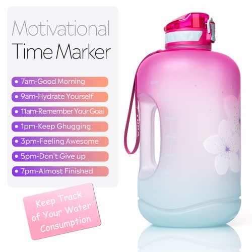 TOBA Green Flower 1 Gallon BPA Free Motivational Water Bottle