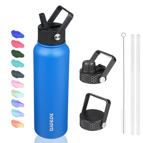 BJPKPK Insulated 64oz Water Bottles with Straw Lid & Paracord Handle, Thermos for Hot & Cold Liquid, Navy Blue — Sapphire