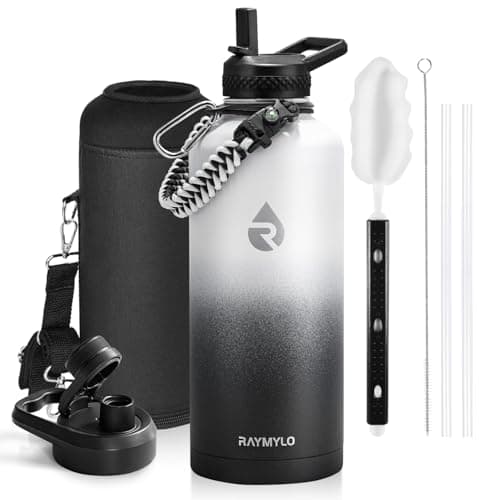 Triple Wall Insulated 64 oz Water Bottle (Cold 48 Hrs) — Ombre: White/Black