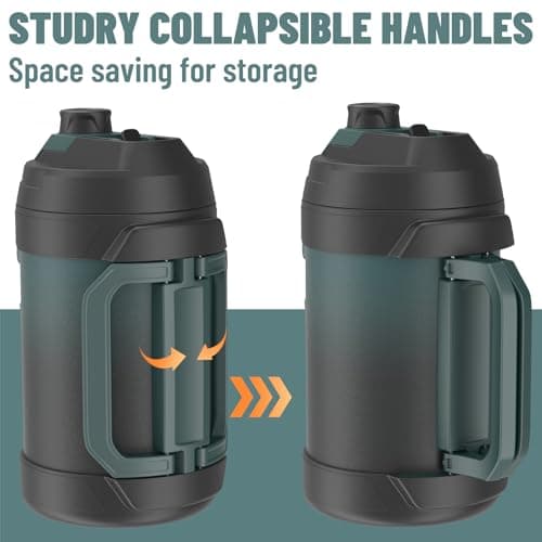 Zukro 1 Gallon Insulated Metal Water Jug with Straw, No Sweat, Stainless Steel Cold Keeper, Black