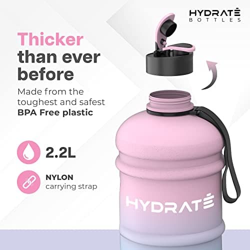 HYDRATE XL Men's Half Gallon Water Bottle - BPA Free, Leak Proof, Blue